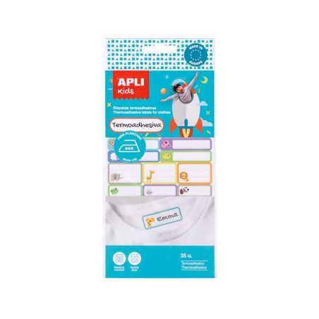 BLÍSTER 35 ETIQUETAS TEXTILES APLI KIDS TERMOADHESIVAS
