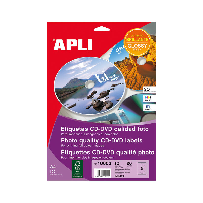 CAJA 10h ETIQUETAS APLI MULTIMEDIA Ø 117mm CAJA 10h ETIQUETAS APLI MULTIMEDIA Ø 117mm