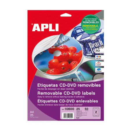 CAJA 25h ETIQUETAS APLI MULTIMEDIA Ø 117mm MATE