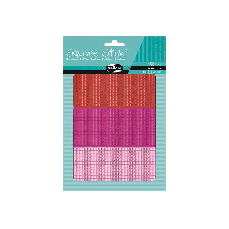 BLÍSTER 1h PEGATINAS MAILDOR SQUARE STICK` 0,5cm: ROJO-ROSA BLÍSTER 1h PEGATINAS MAILDOR SQUARE STICK` 0,5cm: ROJO-ROSA