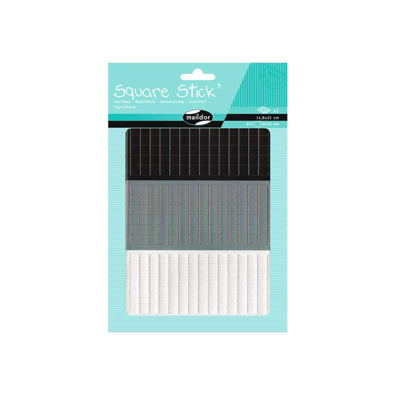 BLÍSTER 1h PEGATINAS MAILDOR SQUARE STICK` 1cm: NEGRO-BLANCO BLÍSTER 1h PEGATINAS MAILDOR SQUARE STICK` 1cm: NEGRO-BLANCO