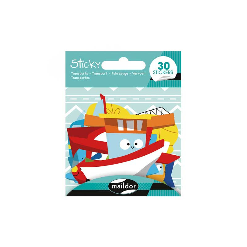 BLÍSTER 30 PEGATINAS STICKY MAILDOR "TRANSPORTES" BLÍSTER 30 PEGATINAS STICKY MAILDOR "TRANSPORTES"