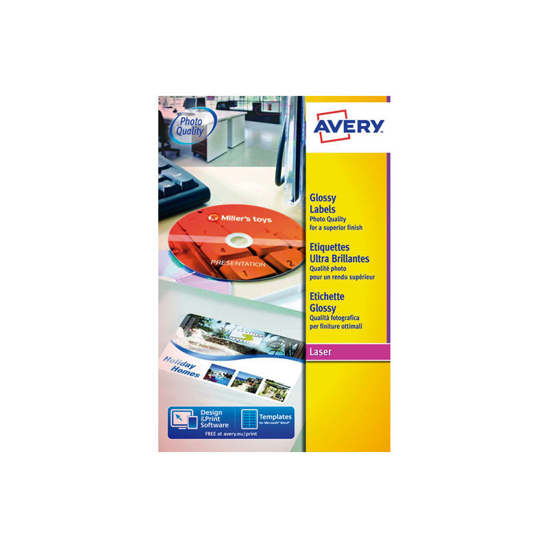 CAJA 40h ETIQUETAS AVERY GLOSSY CAJA 40h ETIQUETAS AVERY GLOSSY