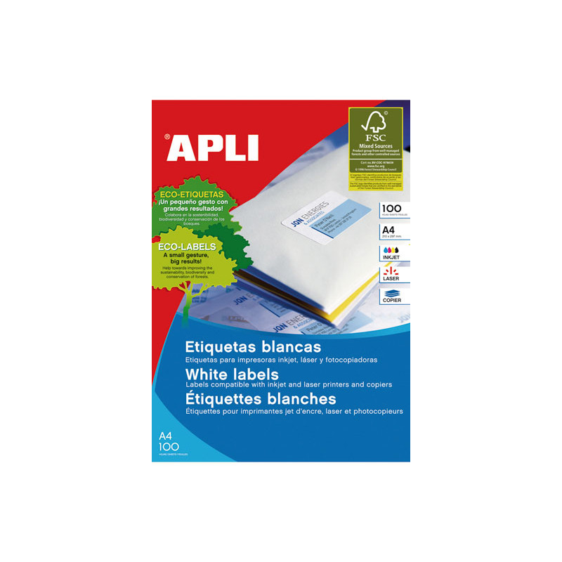 CAJA 100h ETIQUETAS POLIVALENTES APLI 70x71,9mm CAJA 100h ETIQUETAS POLIVALENTES APLI 70x71,9mm
