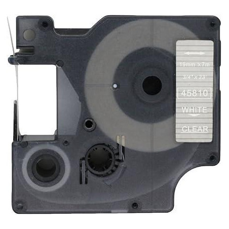 CINTA ROTULAR COMPATIBLE DYMO D1 19 mm x 7m BLANCO/TRANSPARENTE