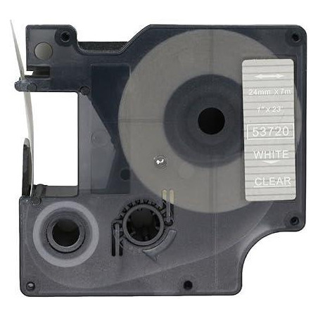 CINTA ROTULAR COMPATIBLE DYMO D1 24 mm x 7m BLANCO/TRANSPARENTE