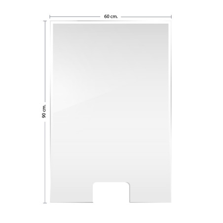 MAMPARA DE PROTECCIÓN METACRILATO TRANSPARENTE VERTICAL 60X90X30 CM