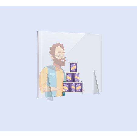 MAMPARA DE PROTECCIÓN METACRILATO TRANSPARENTE VERTICAL 60X90X30 CM