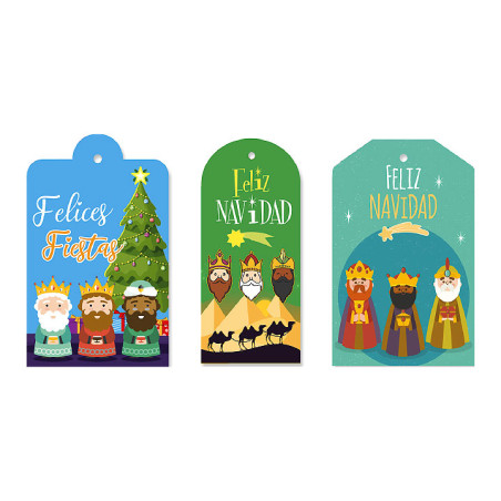 CAJA 24 BLÍSTER 9 TARJETAS REYES MAGOS CON CUERDA
