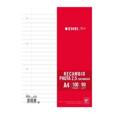 RECAMBIO 100H ENRI A4 PAUTA 2,5 CON MARGEN