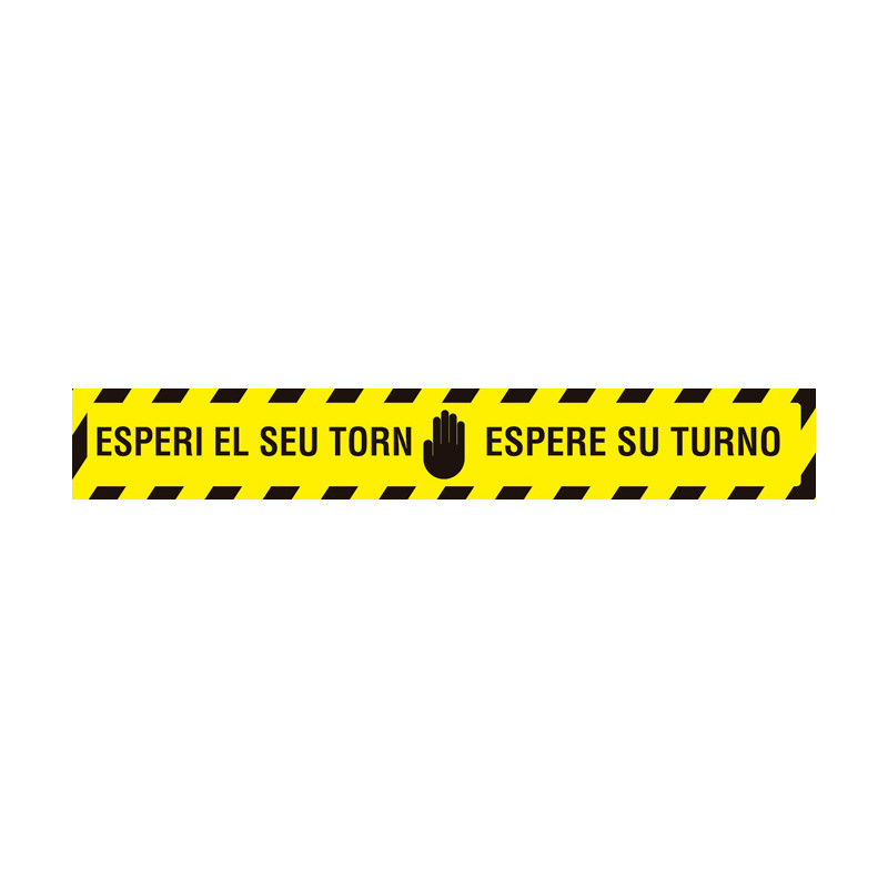 VINILO ADHESIVO PARA SUELO: ESPERE SU TURNO. CASTELLANO Y CATALÁN. RECTANGULAR