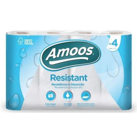 PACK 4 ROLLOS PAPEL DE COCINA AMOOS RESISTANT
